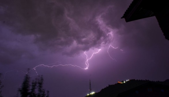 Lightning strikes during a thunderstorm in Srinagar...