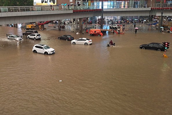 Flood waters in Zhengzhou after a heavy rainfall