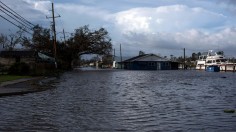  Bayou water floods into Montegut, Louisiana on August 30, 2021 after Hurricane Ida made landfall