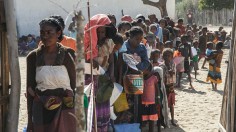 Beneficiaries wait for their turn to be consulted by Doctors Without Borders (MSF) mobile clinic medical staff