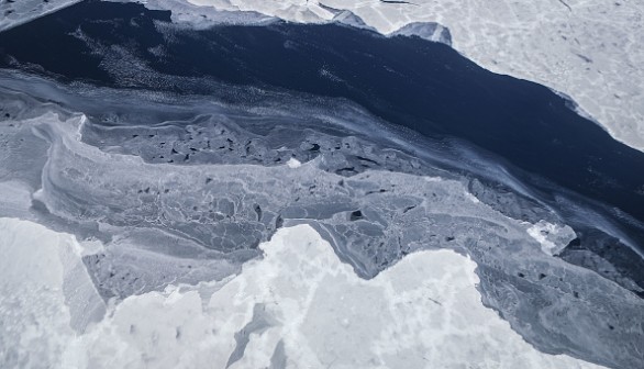 Sea ice is seen from NASA's Operation IceBridge research aircraft in the Antarctic Peninsula region