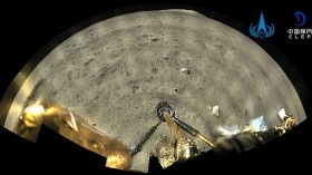 Image of the moon surface taken by the panoramic camera aboard the lander-ascender combination of the Chang'e-5 spacecraft after landing on the moon.