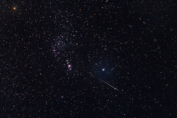 Meteor lines through the night sky