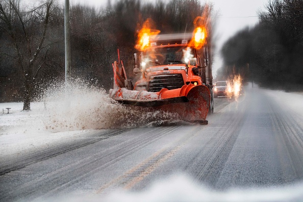 Snowplow clearing streets 