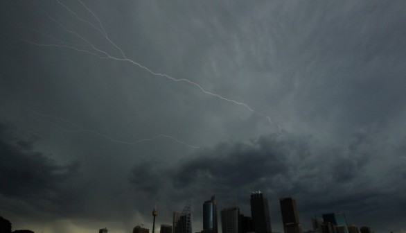 Lightning amid severe thunderstorm