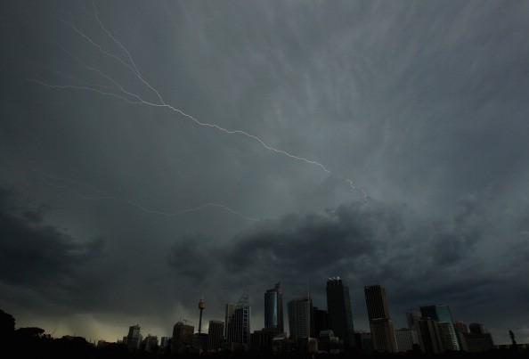 Lightning amid severe thunderstorm