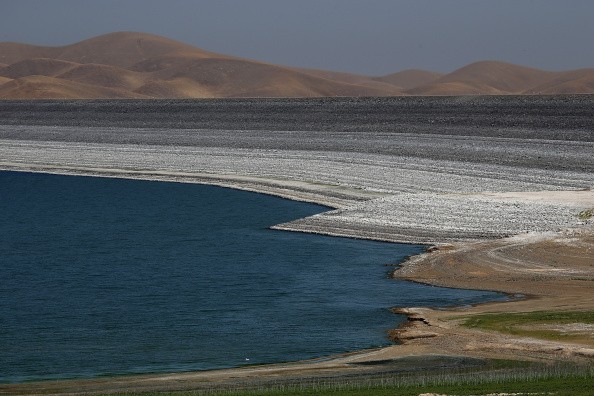 Low water levels visible at the San Luis Reservoir 