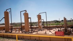 Equipment at a fracking well 