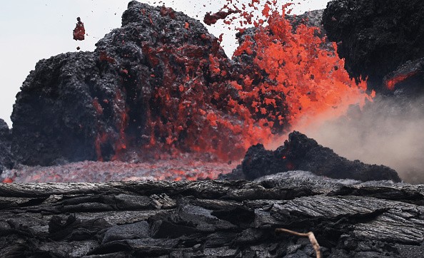  Lava erupts from a Kilauea volcano fissure in Leilani Estates