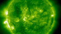 Post-Flare Loops Erupt From Suns Surface