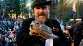 Crowds Gather To See Punxsutawney Phil On Groundhog Day In Pennsylvania