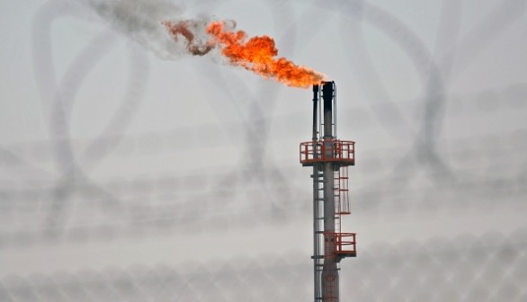 Flared natural gas. Methane is a major ingredient in natural gas
