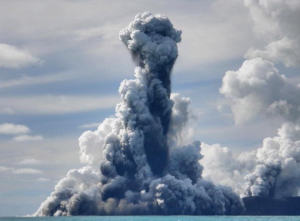Underwater volcano eruption