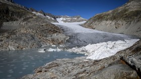 Glacial lake formed by melting glacier