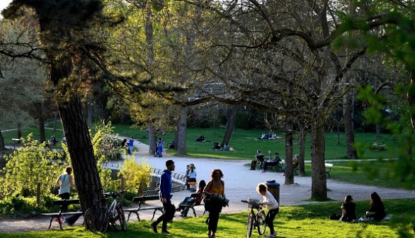 People enjoying warm weather