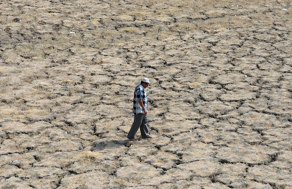 Брел человек. Жара засуха. Dry out climate. Extreme Heat and drought.