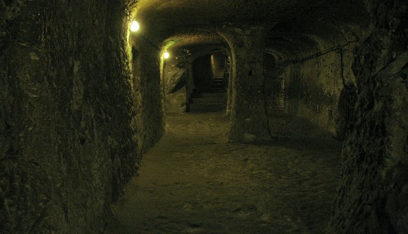 Tunnels of Underground City Derinkuyu in Cappadocia turkey.