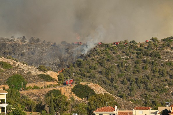 Forest Fires Reach Housing In East Athens Suburb