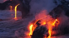 lava flowing on land