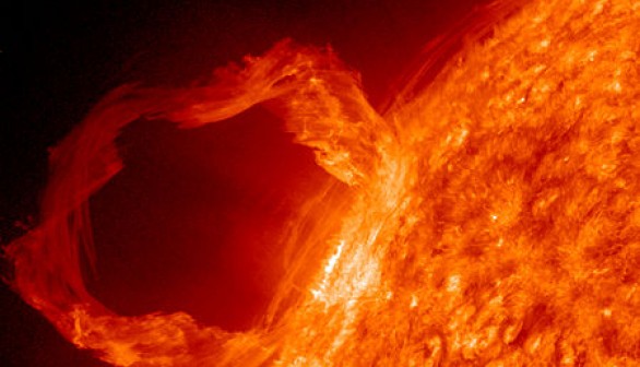 Solar Prominence Seen Collapsing Off of the Sun