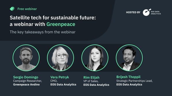 During a webinar, four specialists discussed the purpose of satellite technology for achieving environmental, economic, and social sustainability. Image: EOS Data Analytics