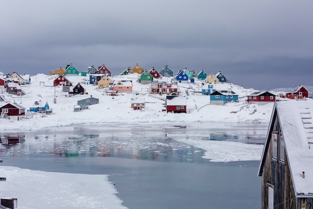 Town of Aasiaat (Greenland) during winter season. Photo by Filip Gielda - Visit Greenland