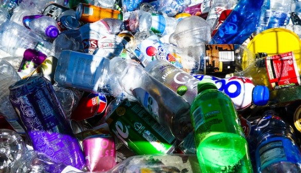 A recycling bin near Bournemouth beach, helping people to recycle their plastic.