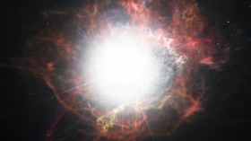 Artist’s impression of dust formation around a supernova explosion