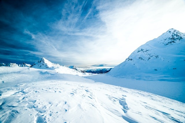Frozen mountainous landscape