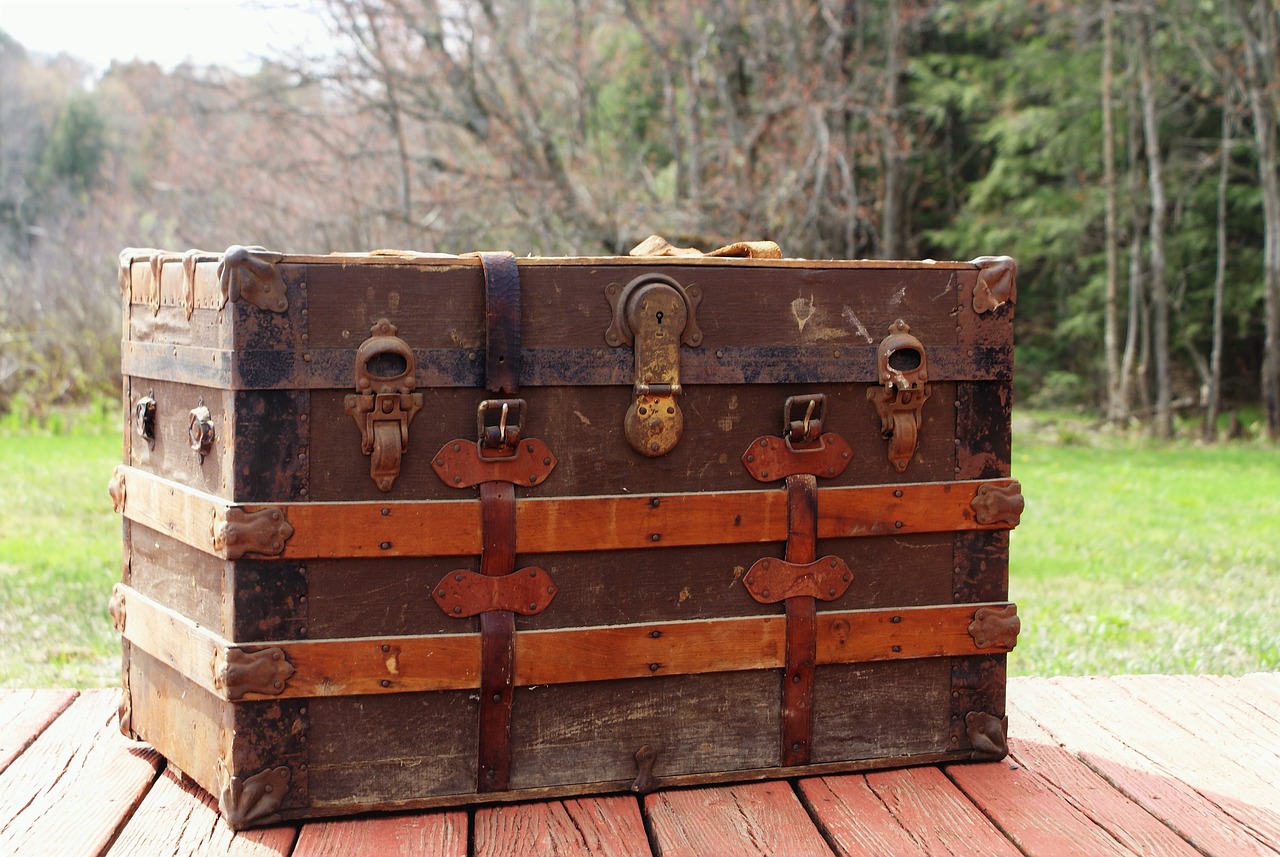 1930s Antique Wood Steamer Trunk