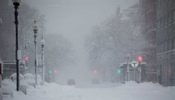  Snow squall blows through on December 17, 2020 in Boston, Massachusetts