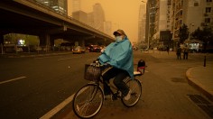 Seasonal sandstorm on April 15, 2021 in Beijing, China