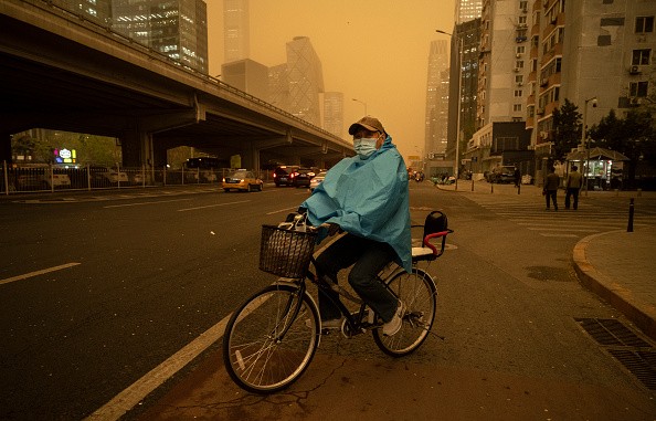 Seasonal sandstorm on April 15, 2021 in Beijing, China