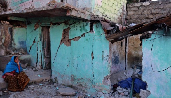 sinking land in Joshimath, India