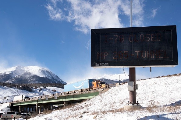 I-70, which was closed due to extreme winter driving conditons, in Silverthorne, Colorado on December 22, 2022