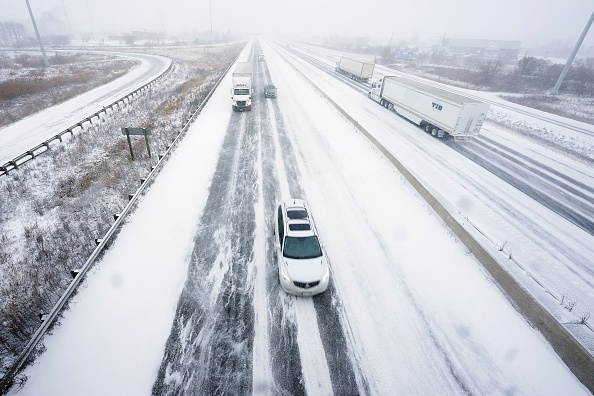  Highway 401 in London, Ontario, Canada during a major winter storm on December 23, 2022