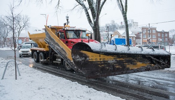 A snow plow on streets of Quebec City. Low-Pressure in Atlantic Canada to Dump Significant Snowfall This Week; Nova Scotia, New Foundland Could Experience Strong Winds, Snow 
