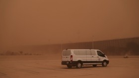 Dust storm on October 6, 2022, in Calexico, California. 	Dust Storm Unleashes in Oklahoma Panhandle: Zero Visibility, Dangerous Travel Possible