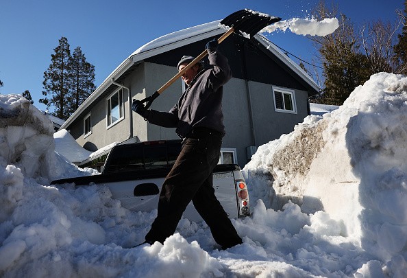 San Bernardino Mountains in Southern California on March 3, 2023 in Crestline, California. Record-setting snowpack unleashed in California. This week, the latest weather forecasts showed that heavy sn