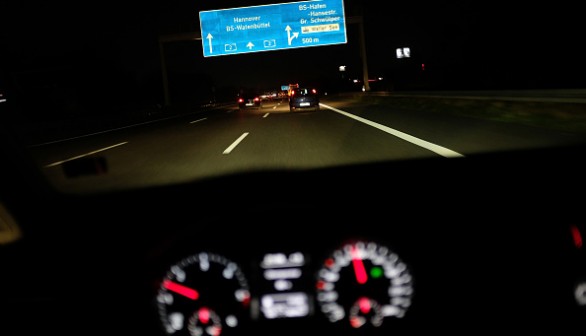 Driving On A Highway At Night