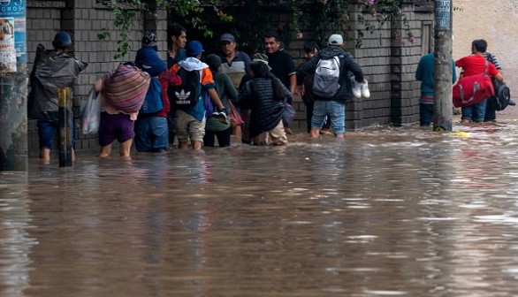 Chaclacayo, east of Lima, Peru on March 15, 2022. Rounds of heavy rain unloaded in Peru this week, causing major flooding events and six deaths, according to recent reports. 