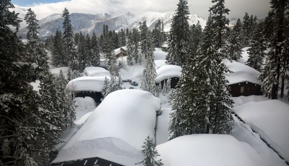 Mammoth Lakes, California. The latest weather forecast reported that heavy rain and mountain snow could likely unload in California this week. 