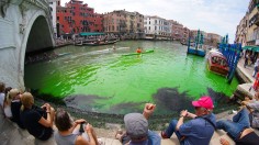 Grand Canal in Venice Tinted Green with Fluorescein, Officials Suspect Protesters