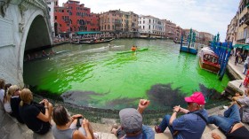 Grand Canal in Venice Tinted Green with Fluorescein, Officials Suspect Protesters