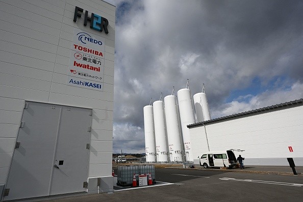 is photo taken on February 15, 2023 shows a section of the hydrogen storage and supply facilities at the 