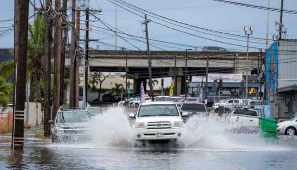 Flooded street in Honolulu, Hawai