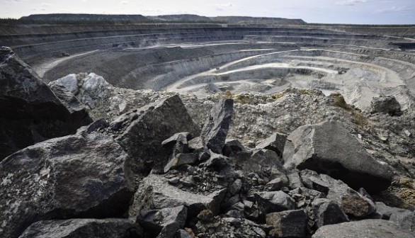 A view of Botuobinsky diamond mining pit of Nakyn diamond ore field, some 340 kms North-East from the town of Mirny on July 2, 2019.
