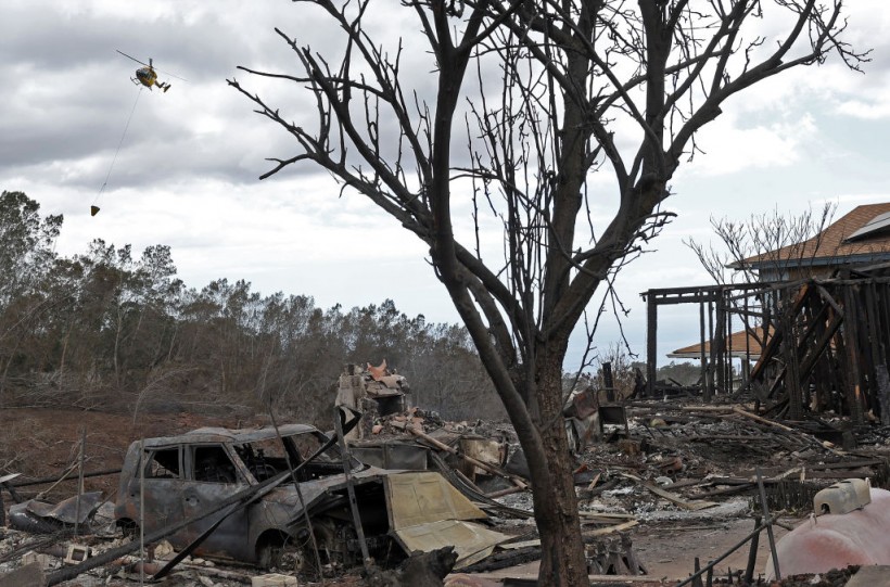 Wildfire on August 11, 2023 in Kula, Hawaii