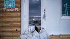 A stock photo of sandbags setup during storms in Florida.  