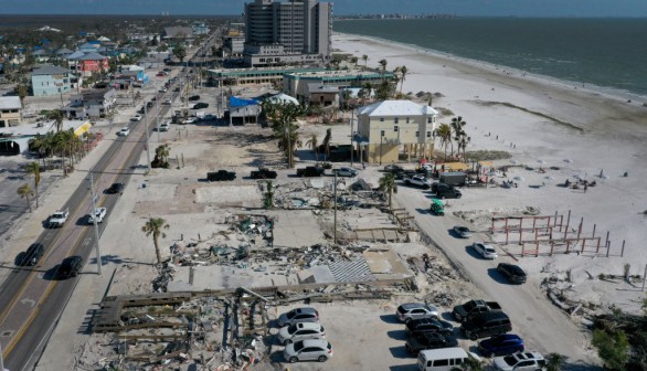 A stock photo of impacts of Hurricane Ian on Fort Myers Beach, Florida.